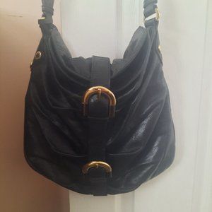 Badgley Mischka Black Leather Large Shopper Tote